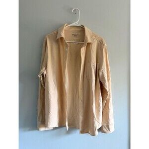 Untuckit Men’s Long Sleeve Button-Down Shirt Cream 100% Cotton Medium